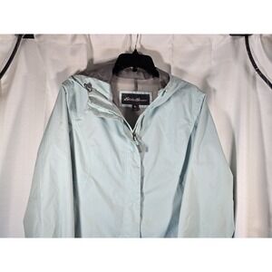 Eddie Bauer Teal Weatheredge Jacket Womens Size Large Rain Shell Hoodie Full Zip